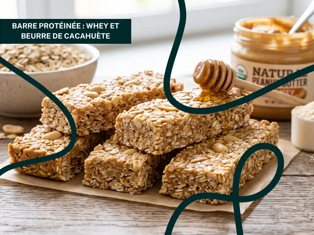 Barre protéinée maison classique au whey et beurre de cacahuète